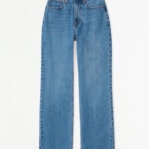 Abercrombie & Fitch 90s Relaxed Jean High Rise Medium Wash Ram Hem